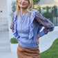 Penelope Ruffled Sweater in Blue