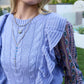 Penelope Ruffled Sweater in Blue