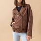 Aansila Leather Jacket In Chocolate Brown
