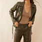 Aansila Leather Jacket In  Fern Grotto Green