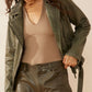Aansila Leather Jacket In  Fern Grotto Green