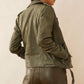 Aansila Leather Jacket In  Fern Grotto Green