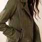 Aansila Leather Jacket In  Fern Grotto Green