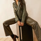Aansila Leather Jacket In  Fern Grotto Green