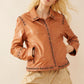 Octavia Jane Leather Jacket in Camel