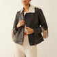 Phoenix Fringed Leather Jacket In Ebony