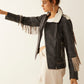 Phoenix Fringed Leather Jacket In Ebony