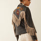 Phoenix Fringed Leather Jacket In Ebony
