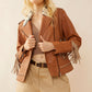 Phoenix Fringed Leather Jacket In Camel