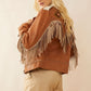 Phoenix Fringed Leather Jacket In Camel