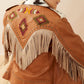 Phoenix Fringed Leather Jacket In Camel
