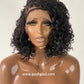 Bob Bohemian Knotless Wig (Human Hair Curls) HD Full Lace, Black Color