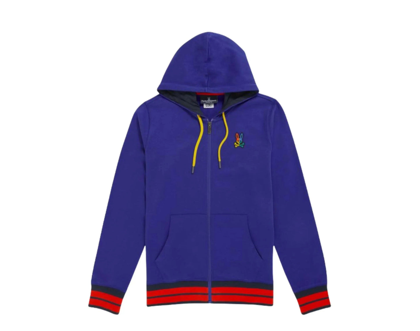 Psycho Bunny Warwick Color-Block Logo Zip-Up Men Hoodie Bold Blue