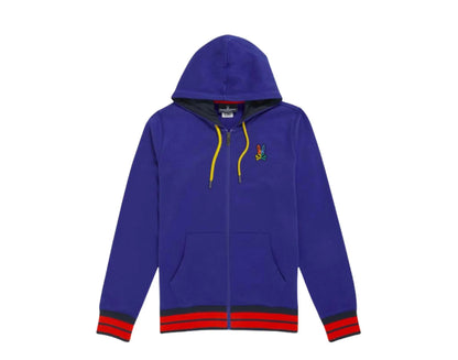 Psycho Bunny Warwick Color-Block Logo Zip-Up Men Hoodie Bold Blue