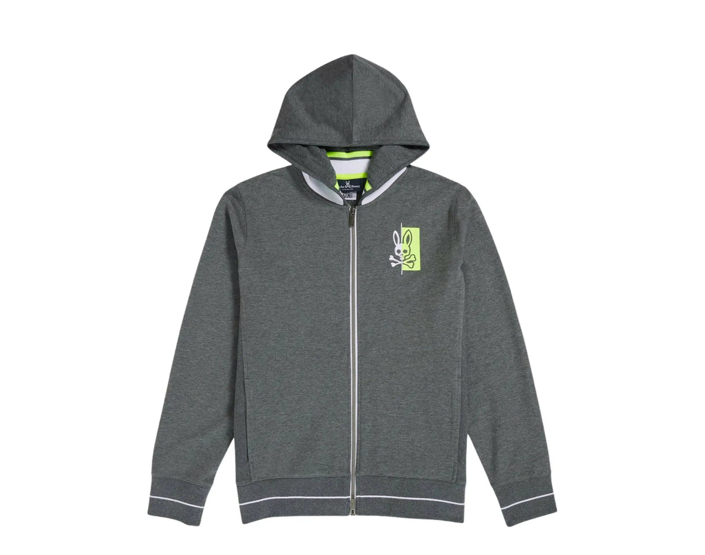 Psycho Bunny Dovedale Zip-Up Men Hoodie Heather Storm/Lime