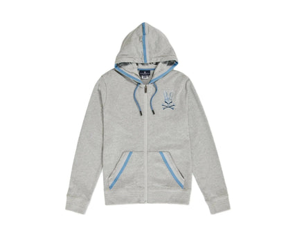 Psycho Bunny Priory Zip-Up Men Hoodie Heather Grey/Blue