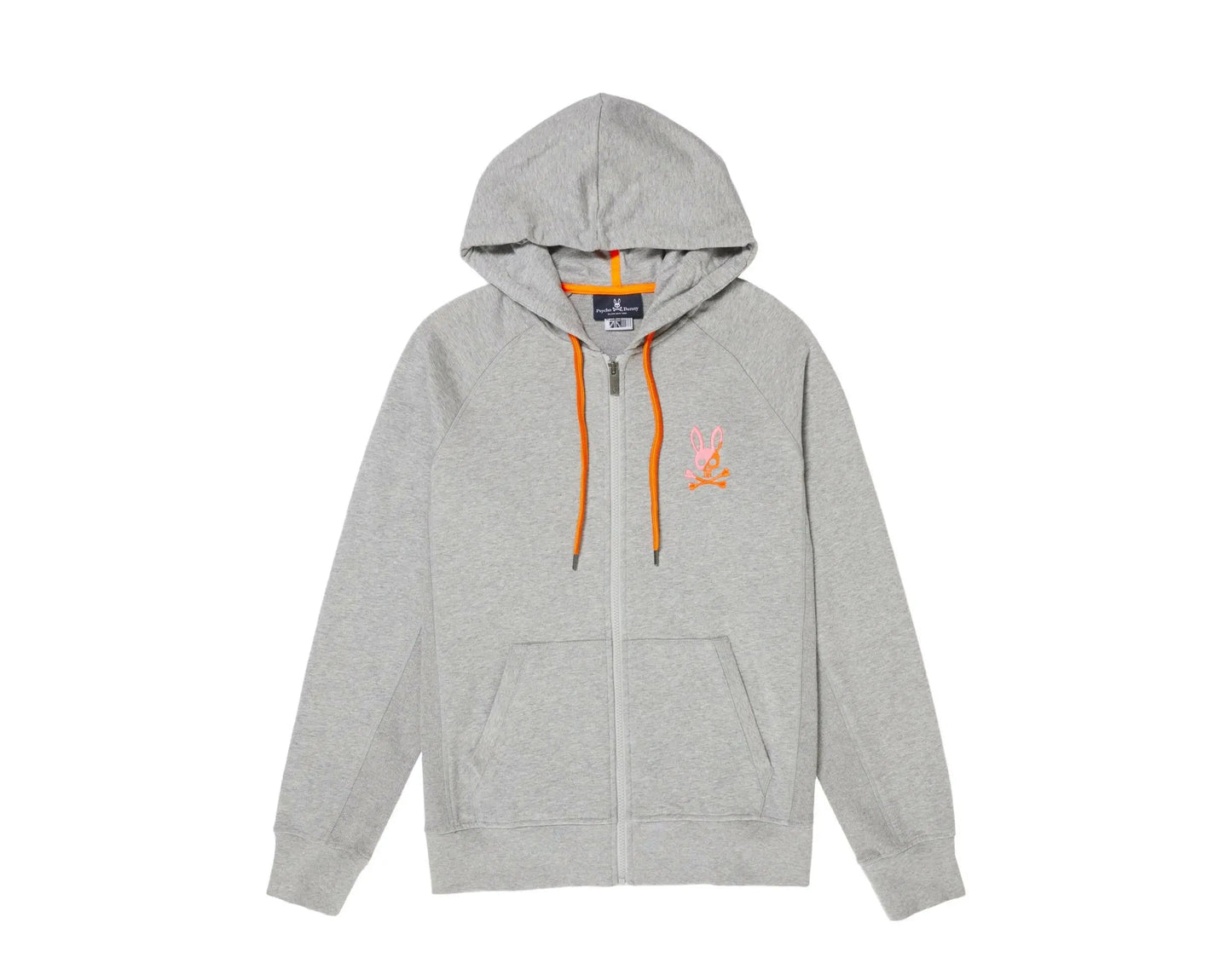 Psycho Bunny Drake Zip-Up Men Hoodie Heather Grey/Orange
