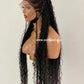French Cornrow Bohemian Wig, Swiss Full Lace, Black, Waist Length, Standard Density - Leviana