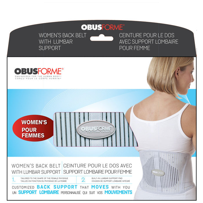ObusForme Women's Back Support Belt - Light Grey - Size S/M - Posture & Lower Back Pain Relief