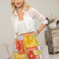 Paisley Spring Patchwork Shorts In Yellow