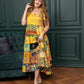 Savannah's Serendipity Patchwork Dress In Yellow