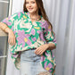 Elizabeth Floral Top In Green And Purple
