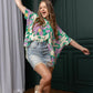 Elizabeth Floral Top In Green And Purple