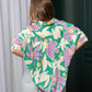 Elizabeth Floral Top In Green And Purple