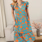 Bold & Beautiful Empire Waist Dress In Orange And Blue