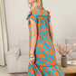 Bold & Beautiful Empire Waist Dress In Orange And Blue