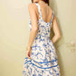 Makayla's Gift Apron Dress In Blue and White