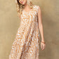 Nicole Patterned Empire Waist Dress In off White and Brown