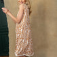 Nicole Patterned Empire Waist Dress In off White and Brown