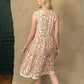 Nicole Patterned Empire Waist Dress In off White and Brown