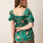 Garden Goddess Floral Top In Green