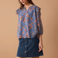 Amanda's Heart Floral Top In Blue