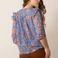 Amanda's Heart Floral Top In Blue