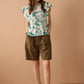 Vanessa Sheer Embroidered Top In White And Turquoise