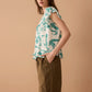 Vanessa Sheer Embroidered Top In White And Turquoise