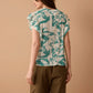 Vanessa Sheer Embroidered Top In White And Turquoise