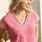 Audrey's Horizon V-Neck Top In Pink