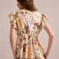 Evelyn Blossom Top In White And Brown