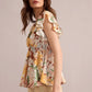 Evelyn Blossom Top In White And Brown