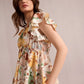 Evelyn Blossom Top In White And Brown