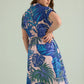 Island Breeze Shirt Dress  In Blue