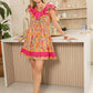 My Lush Oasis Empire Waist Dress In Pink And Peach