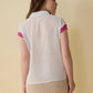 Sierra Embroidered Top In White And Pink