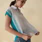 Sierra Embroidered Top In White And Sky Blue