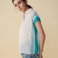 Sierra Embroidered Top In White And Sky Blue