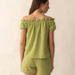 Catherine Drop Shoulder Top In Green